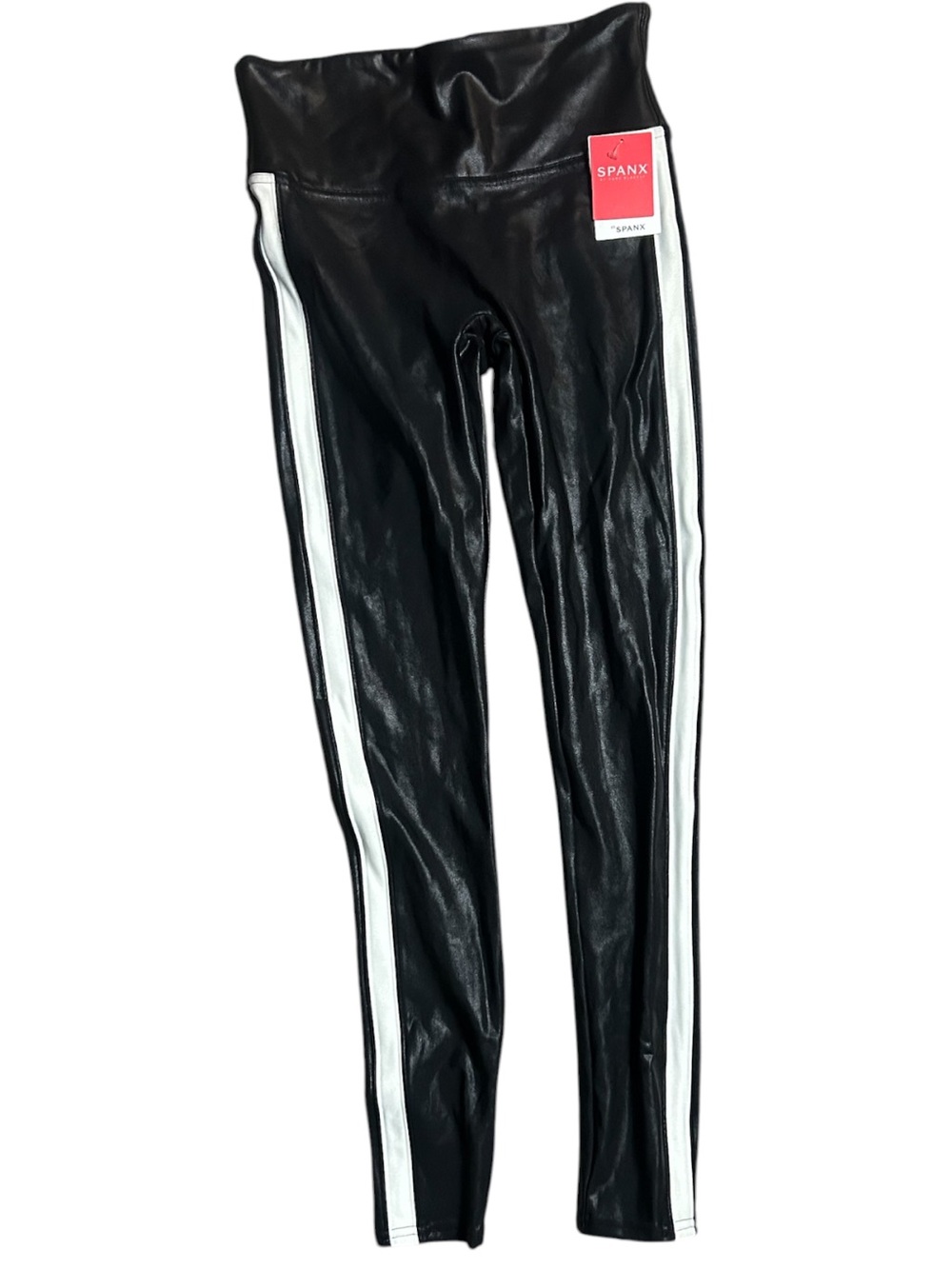 NWT Spanx Faux Leather Side Stripe Leggings Size SP White & Black - Picture 4 of 8